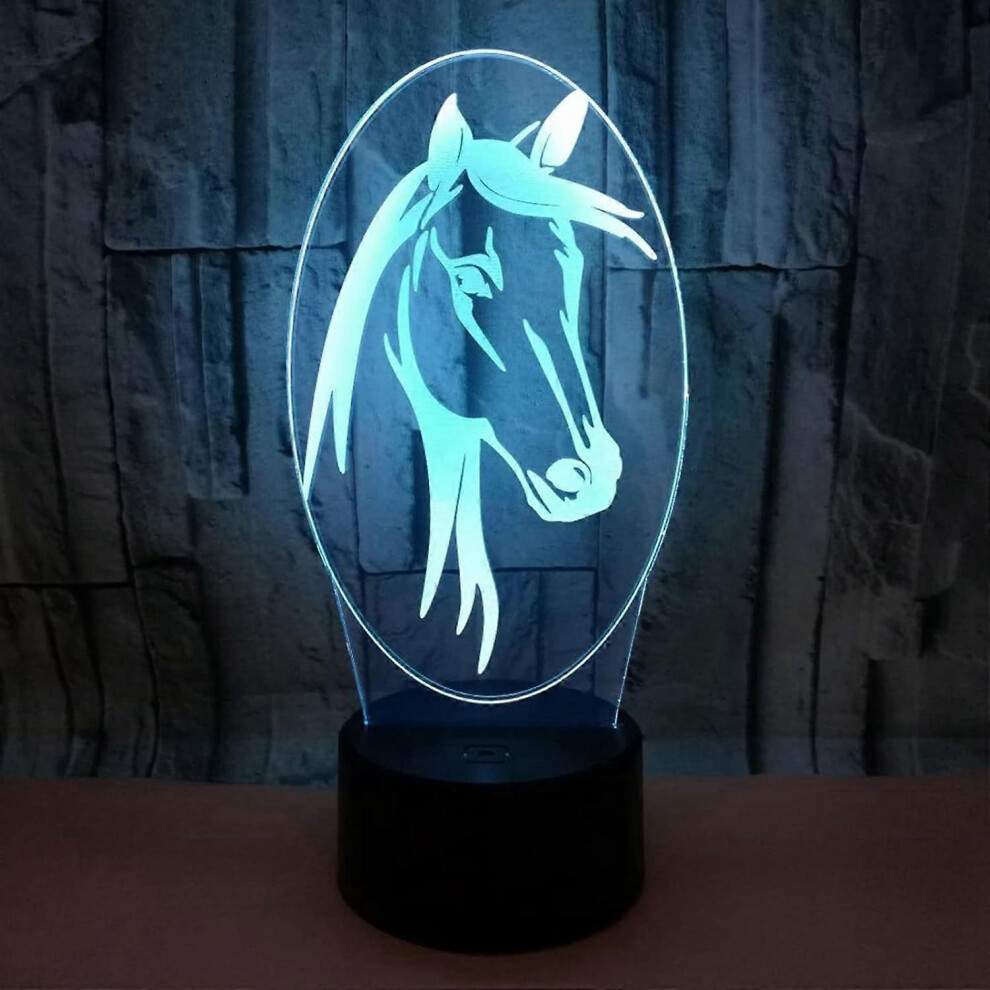 Kikidex (As Show, One Size) Animal Horse Lamps For Girls Room 3D Illusion Night Touch Lamp, Creative Rgb Led, Christmas Birthday Decorations Gifts Light