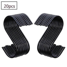 20 Pcs S-shaped Hooks for Hanging Pots And Pans, Bathroom Black