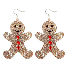 Christmas Gingerbread Man Charm Pendant Earrings Ladies Girls Acrylic Resin Holiday Gifts