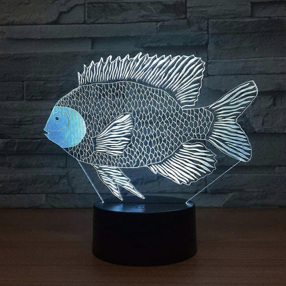 Kikidex (As Show, One Size) Fish Animal Toys 3D Illusion Night Smart Touch Lamp, Creative Rgb Led, Christmas Birthday Decorations Gifts Light