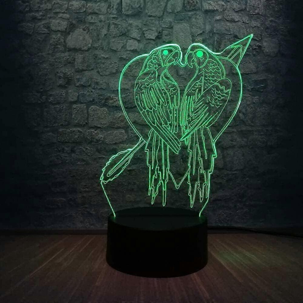 Kikidex (As Show, One Size) Animal Parrot Toys 3D Illusion Night Smart Touch Lamp, Creative Rgb Led, Christmas Birthday Decorations Gifts Light