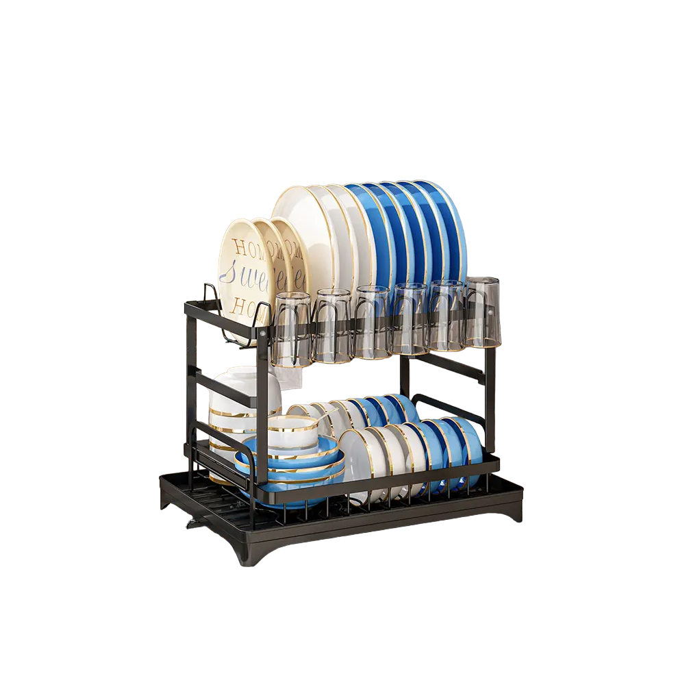 Double Decker Drying Delight: The Ultimate 2-Tier Kitchen Dish Rack-image-OPC-PKKYDTW-NEW