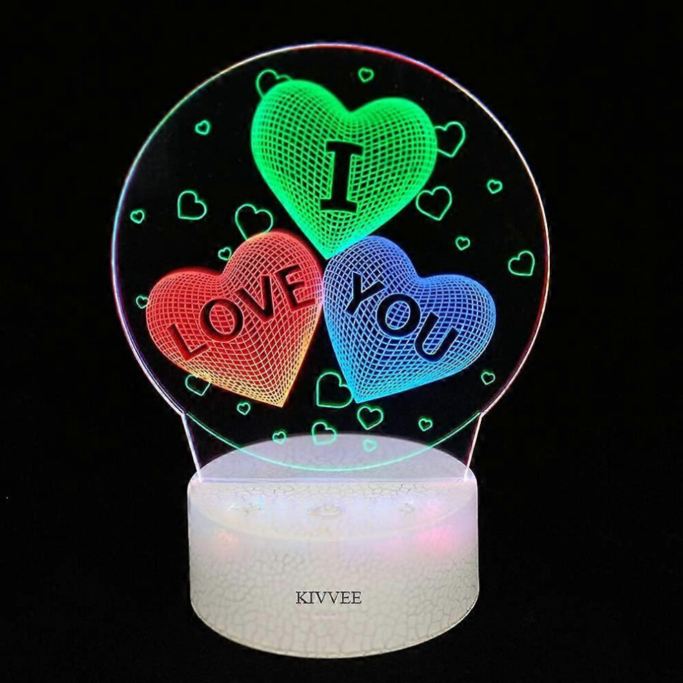 Kikidex (As Show, One Size) 3D Night I Love You Leeter Illusion Lamp Visual Table Lamp Dynamic Touch Led Three Colorful Creative Gift Light