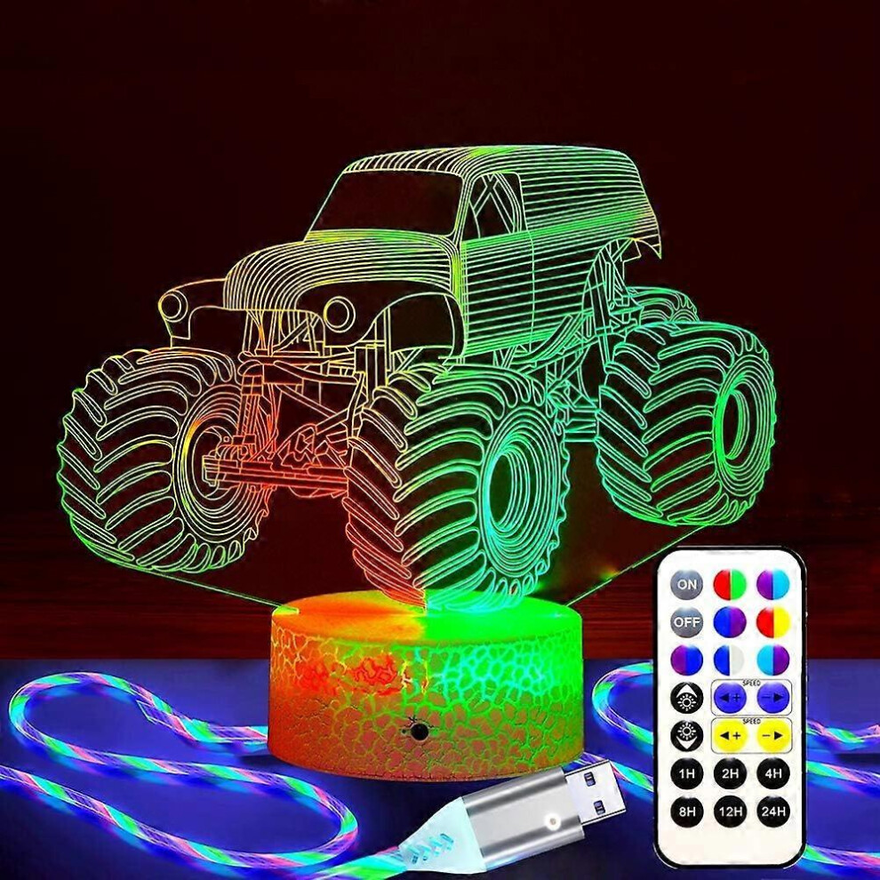Kikidex (As Show, One Size) Gift Lamp Night For Kids, Monster Truck Kids Night Bigfoot Truck Night With Remote & Smart Touch Timer Light