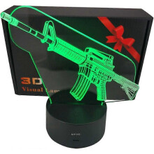 (As show, One size) 3D Night light Gun Rifle Toys 2D lamp Xmas Chirstmas Festival Birthday Valentines Day Gift
