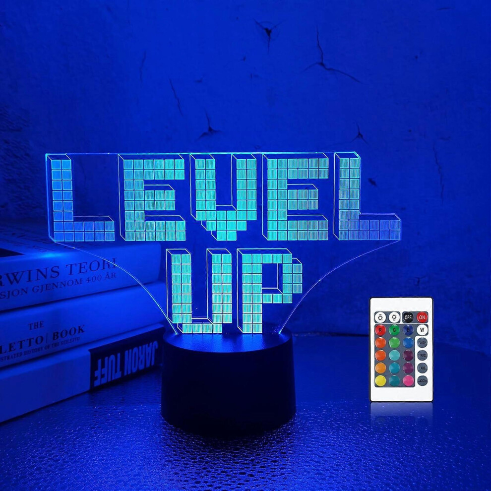 Kikidex (As Show, One Size) Kids Pixel Game Level Up 3D Night Optical Illusion Lamp Light