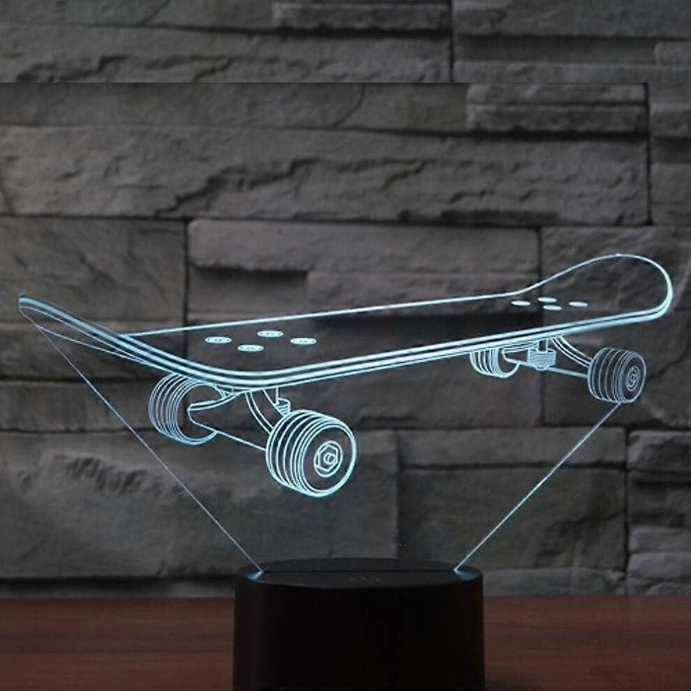 Kikidex (As Show, One Size) Skateboard Optical Illusion 3D Led Sensor Night With Smart Touch & Usb Cable 7 Colors Light