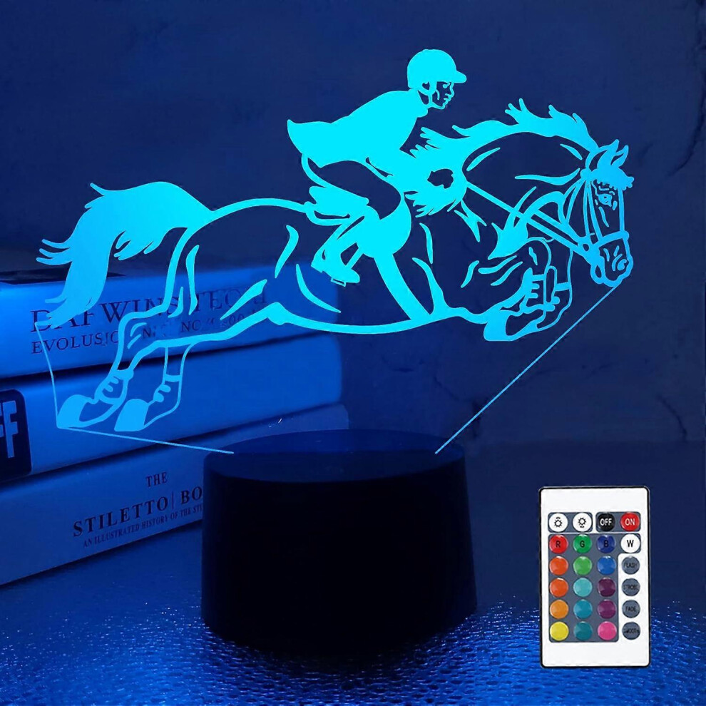 Kikidex (As Show, One Size) Kids 3D Horse Race Night Optical Illusion Horse Riding Lamp Light