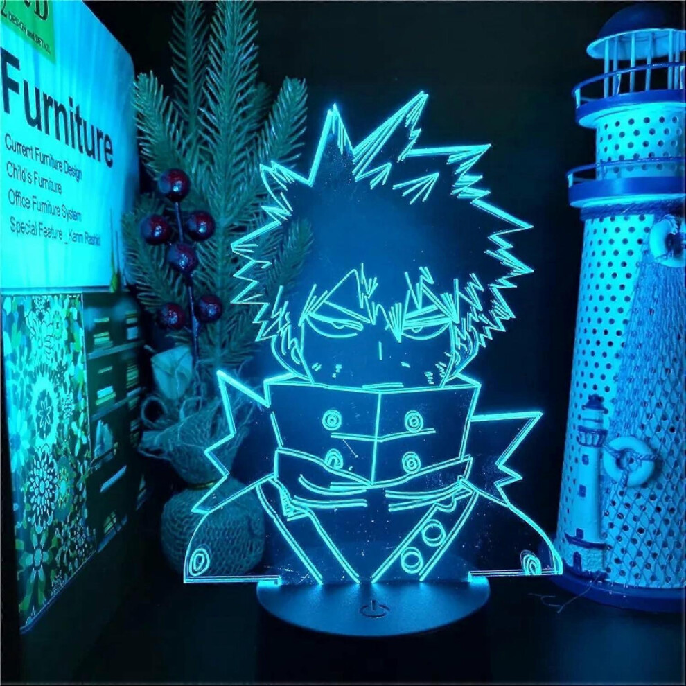 Kikidex (As Show, One Size) Xyc Academia Katsuki Bakugo Anime Acrylic 3D Illusion Lamp For Kids Bedroom Decor Birthday Gift Manga Gadget 3D Optical Illusion N
