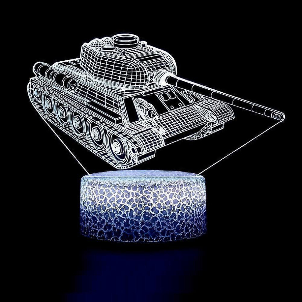 Kikidex (As Show, One Size) Tank Night 3D Lamp Airplane Toys Gifts For Kids Boys Girls 7 Colors Changing Touch Control Xmas Halloween Birthday Gift Light