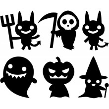 Set of 6 Vinyl Wall Art Decals - Halloween Seasonal Decor Stickers - Interior Exterior Wall Doors