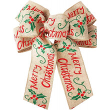 Burlap Christmas Bow Ribbon Christmas Tree Topper Decorations