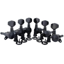 6Pcs Guitar Machine Heads Ferrules Threaded Bushings-Black 3L3R