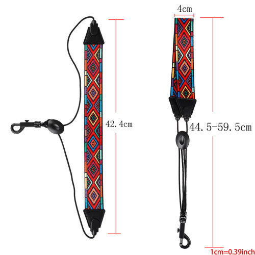 Saxophone Strap Soft Padded Rainbow Alto Tenor Bari-Black 2