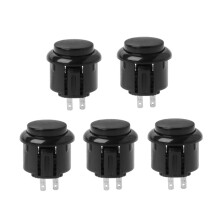Pack of 5 24mm Arcade Game Round Push Button Built-in-Black
