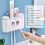Toothbrush Holder for Bathroom Wall Mounted - Automatic Toothpaste Dispenser Squeezer Bathroom Organizer Accessories Sets 3