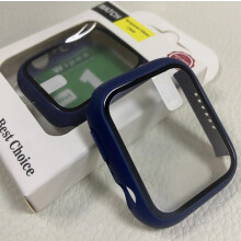 (Midnight blue, For Apple Watch 41mm) For iPhone Watch Luxury Protection Case Cover Watch Shell Skin Screen Protector