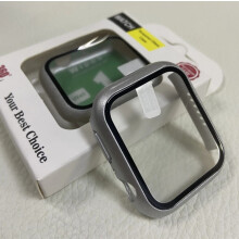 (Silver, For Apple Watch 41mm) For iPhone Watch Luxury Protection Case Cover Watch Shell Skin Screen Protector