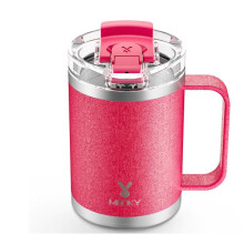 (Red, one-size) 【meoky】14oz Tumbler, Stainless Steel Coffee Mug with Handle & Lid, Portable Insulated Tumbler Cup, Heat Resistant Thermal Cup, Summer Cool