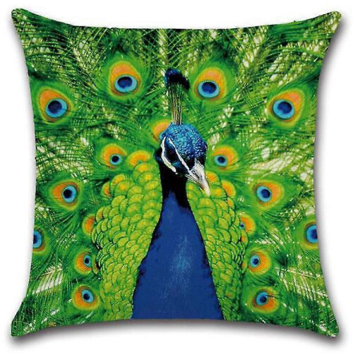 2pcs Peacock Feather Cushion Cover Sofa Throw Square Pillowcase Room Decor