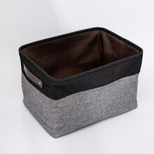 Rectangle Foldable Storage Box with Linen Stitching Fabric Storage Basket, Storage Box with Cotton Rope Handles Storage Cube Storage Box (dark Gray