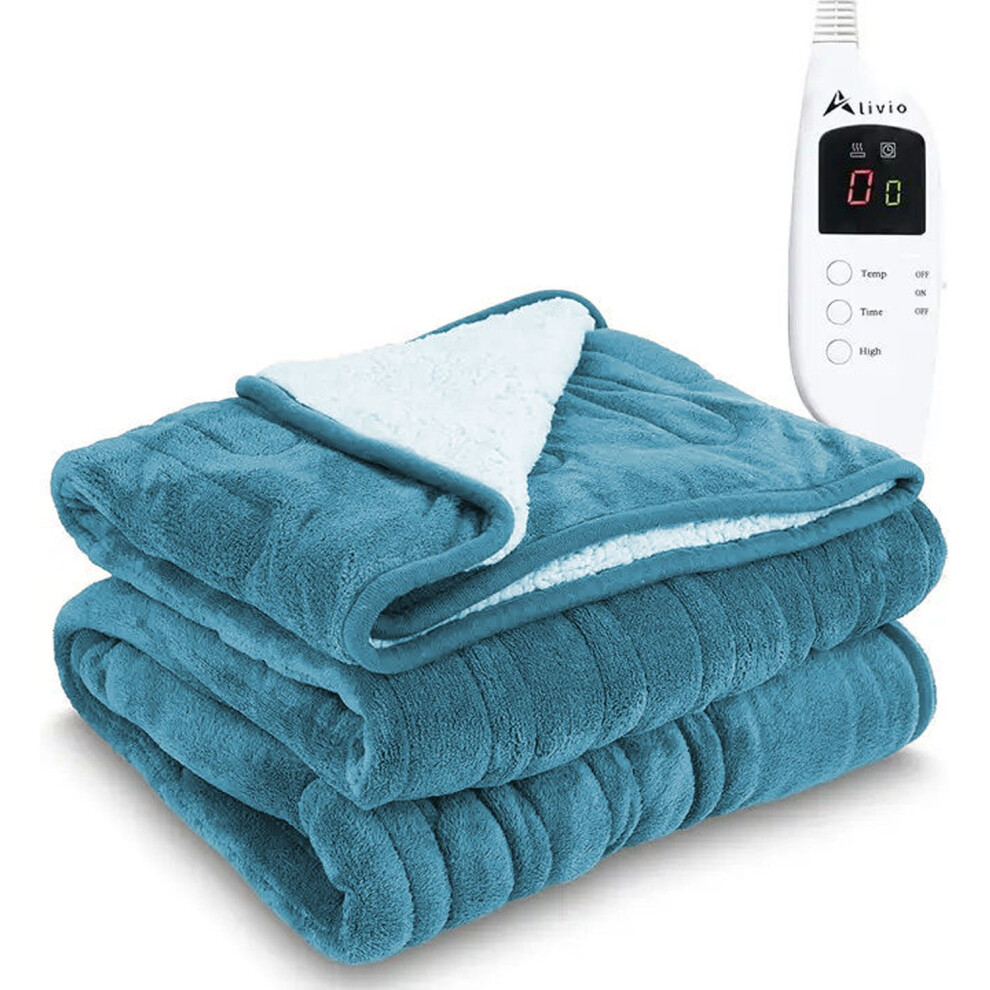 Alivio Premium Electric Heated Blanket With 7 Heat Levels & 9 Timer Modes (Teal) Not,Specified
