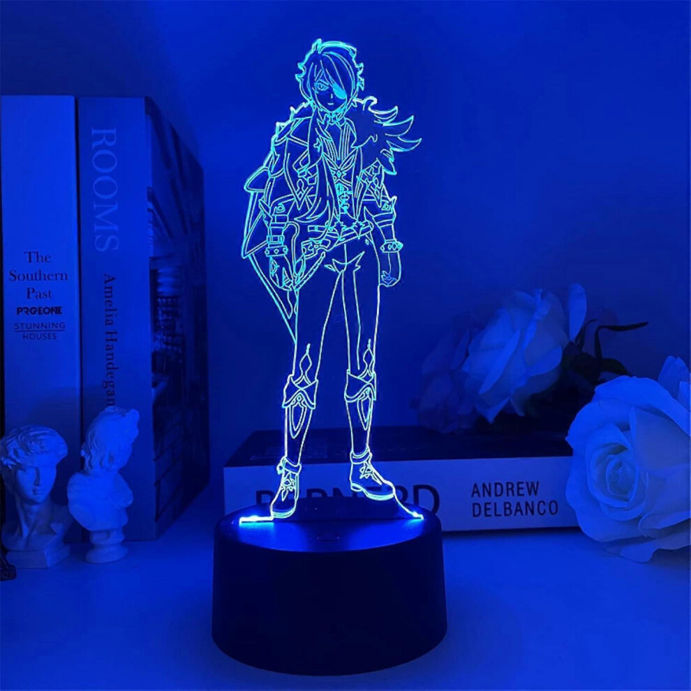 Kikidex (As Show, One Size) 3D Lamp For Kid Genshin Impact Kaeya Cosplay Night 3D Led Illusion Lamp Game For Bedroom Decor Atmosphere Night Lamps Touch Light