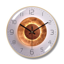 12-Inch Silent Wall Clock, Nordic Simple Living Room Quartz Clock, 1cm Ultra-Thin Gold Frame, Gold Frame-E