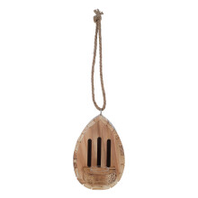 wooden hanging butterfly habitat with feeder for outdoor garden use