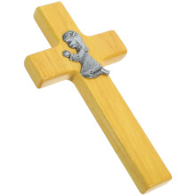 4pcs wooden cross praying girl statue wall ornament