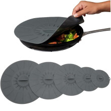 (Grey, 5pcs/set) Silicone Bowl Lid Set, 5counts/set Mixed Size Heat Resistant Reusable Bowl Lid, Multifunctional Suction Covers for Bowls, Cups, Plates,
