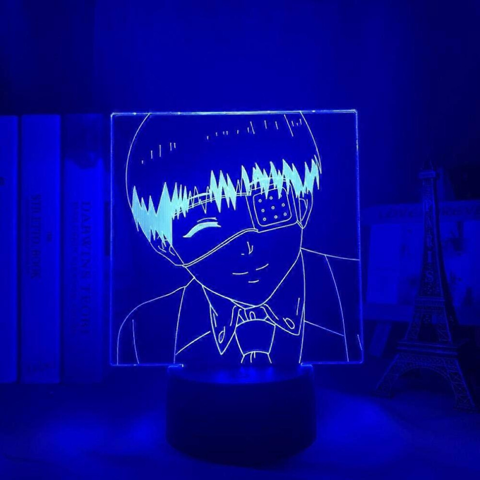 Kikidex (As Show, One Size) 3D Illusion Lamp Night Light Child Decorative Ken Kaneki Tokyo Ghoul Anime Light For Kids Bedroom Decor Night Light Birthday Gift