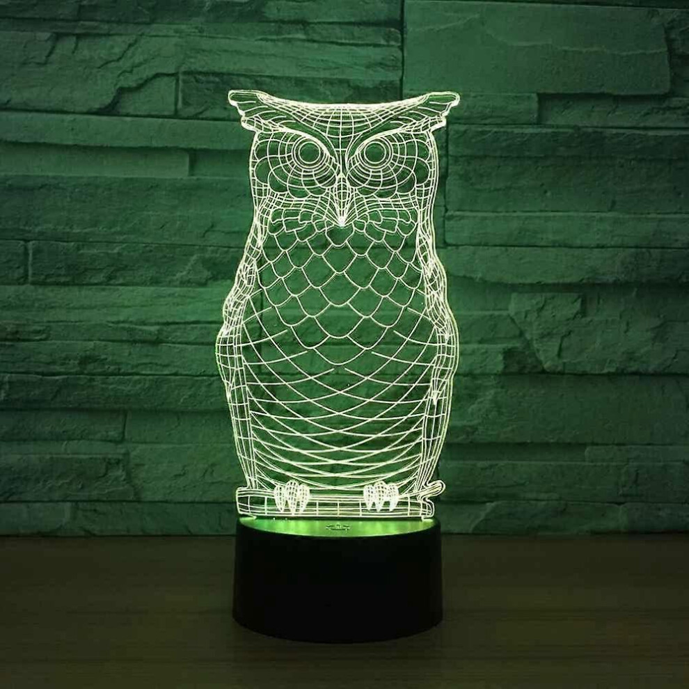 Kikidex (As Show, One Size) 3D Illusion Lamp Owl Animal Night For Kids Room, Desk Lamp, 16 Color Change Decor Lamp Usb Powered Led S With Touch Swi Light