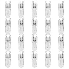 20 Stück G9 Halogen-Glühbirnen, 25 W, klare Lampen, dimmbar, 2800 K