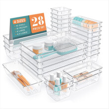 Durchsichtiges Schubladen-Aufbewahrungsbox-Set Aus Kunststoff, Aufbewahrungstablett für Schreibtischschubladen, Kosmetik, Schmuck, Küchenutensilien