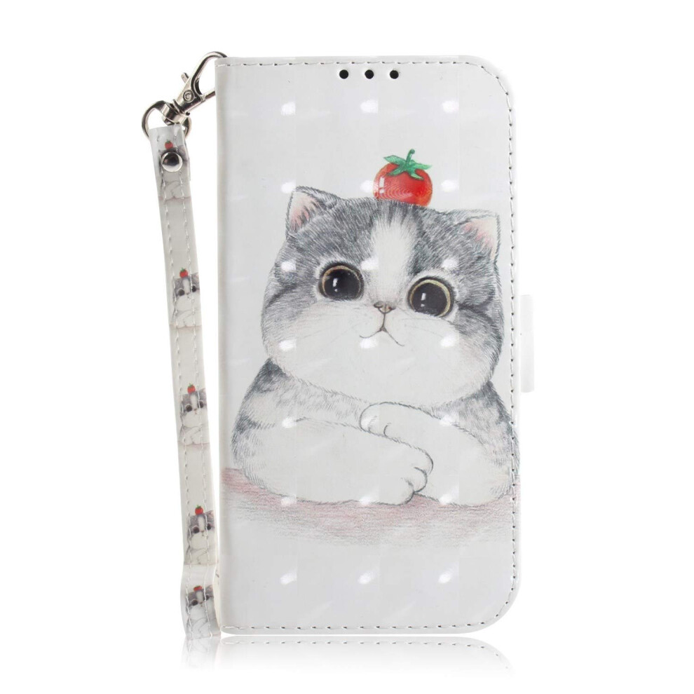Case For Motorola Moto G54 Protective Wallet Pu Leather Flip Card Holder Magnetic Clasp Kickstand Cat & Fruit 9016109944788