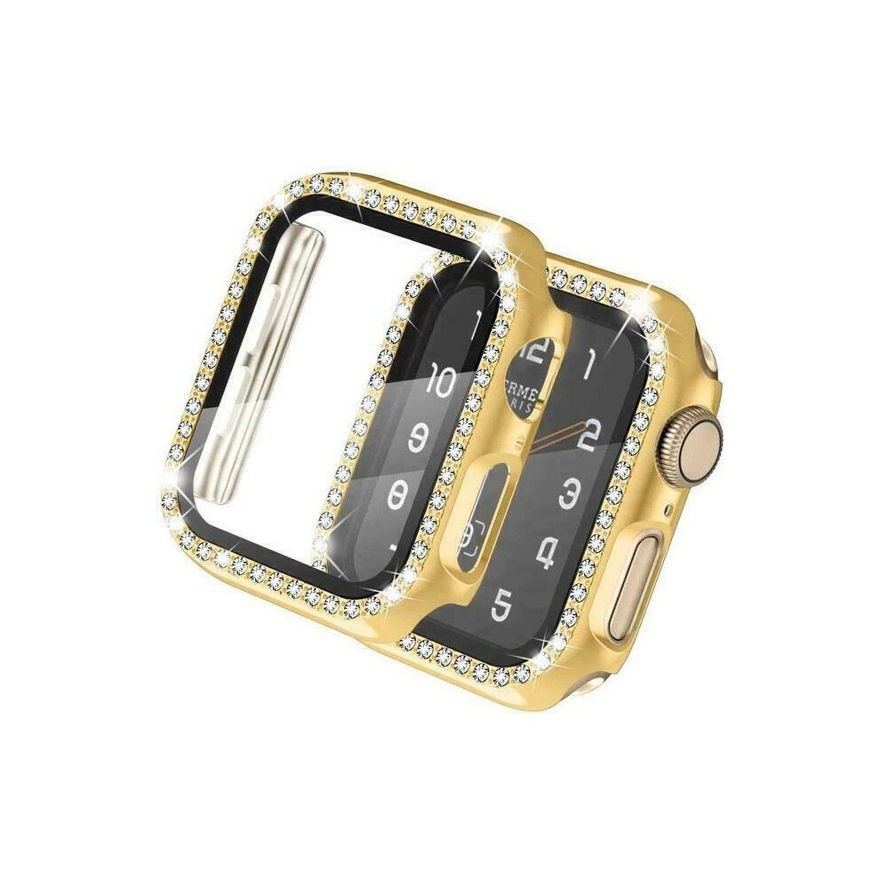 (41Mm, ) For Apple Watch Series 9 8 7 6 5 4 Se 2 Bling Protector Case Bumper Screen Cover Gold 4069369154324