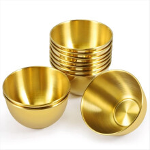 10Er-Pack 3,3--SoßEnschalen Aus Edelstahl, Einzelne Untertassen, SchüSsel, Runde GewüRzschalen, Sushi-Dip-SchüSsel, Gold
