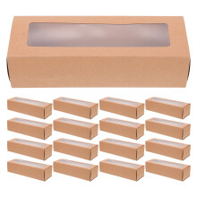 25pcs small kraft paper bakery boxes with window for cookies pastries