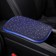 Women Fashion Armrest Cover for Car, Soft Velvet & Diamonds Design Glitter Rhinestone Auto Center Console Cover Pad