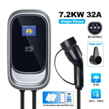 Borne de recharge pour véhicules électriques, contrôle par application et RFID, réglage flexible du courant, 7.2 kW, type 2 OEM