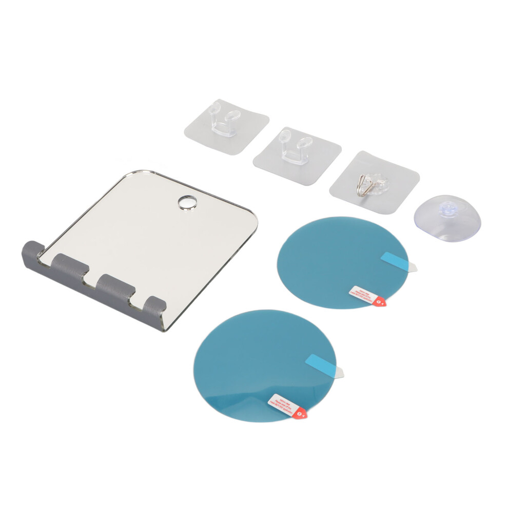 Anti Fog Acrylic Shower Mirror, 13x14cm, Shatterproof & Removable Hook
