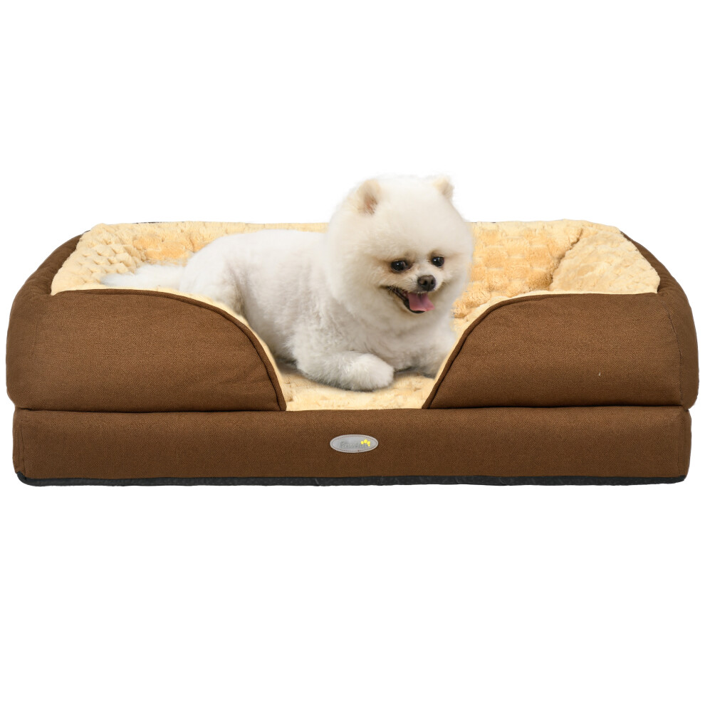 Photos - Bed & Furniture Pawhut Luxury Dog Bed for Small Dogs 70L x 50W x 18Hcm in Brown