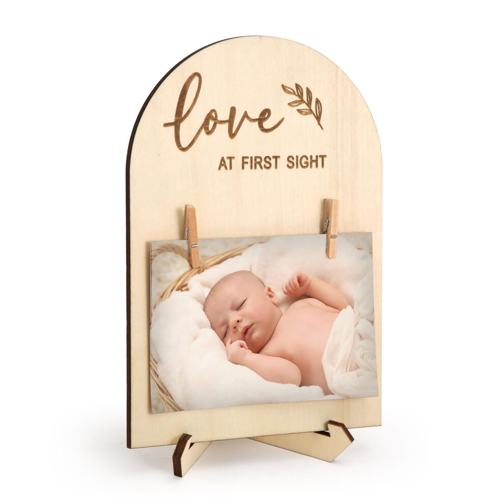 Wood Pregnancy Photo Frame 7.9 X 5.7 Inch Ultrasound Keepsake, Pregnancy Announcement Frame for Nursery Decor Gift