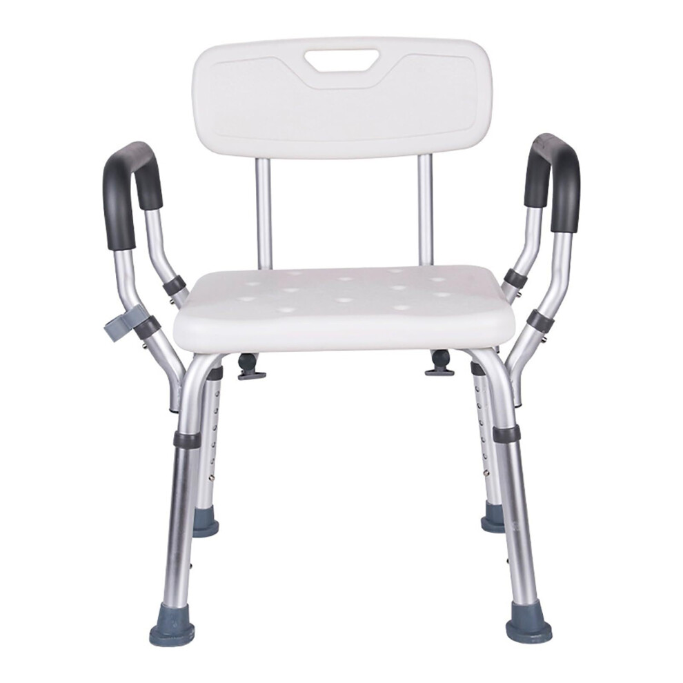 Adjustable Bath Chair With Backrest And Armrests, Non-Slip Shower Stool For Seniors And Disabled, Easy To Use Shower Aid