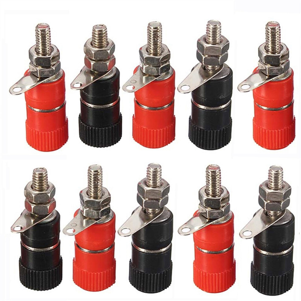 Banana Plug 10Pcs 4Mm And Socket Binding Post Nut Nickel Plated For 4Mm Banana Plug Red/Black 9354506796310