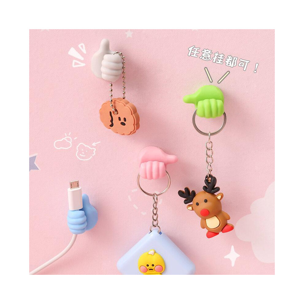 (Random One) Creative Thumb Hook No Punch Adhesive Wall Hook Data Cable For Storing Student Dormitories With Cute Traceless Hook 5011832429247