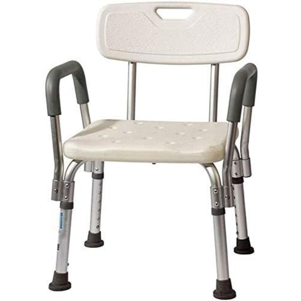 Shower Stool Lightweight Aluminum Nonslip Adjustable Height Bath Chair With Armrests For Elderly