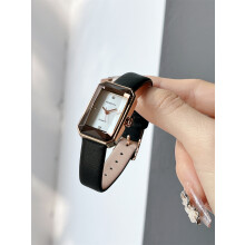 (Black with white face) A high-end rectangular watch for women, featuring a fashionable diamond-encrusted diamond-shaped leather strap