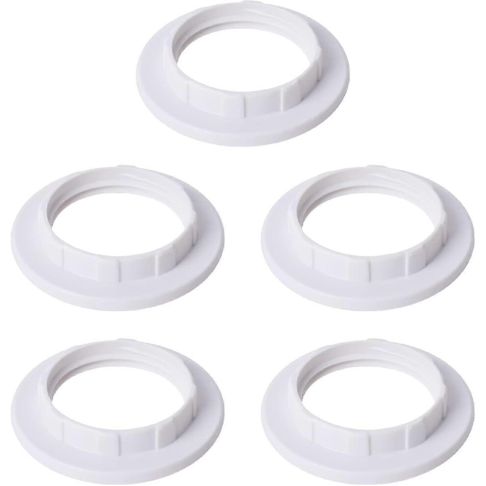 Pack Of 5 E14 Lampshade Reducing Rings, Adapters, Converters, White